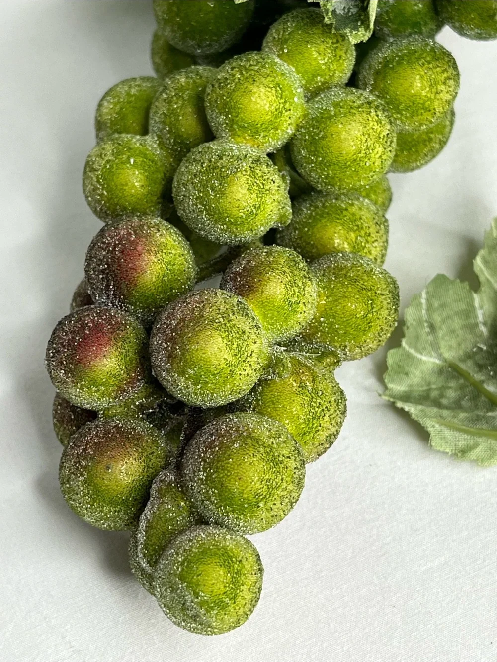 Vintage Frosted Faux Green Grape Stem. 9.5